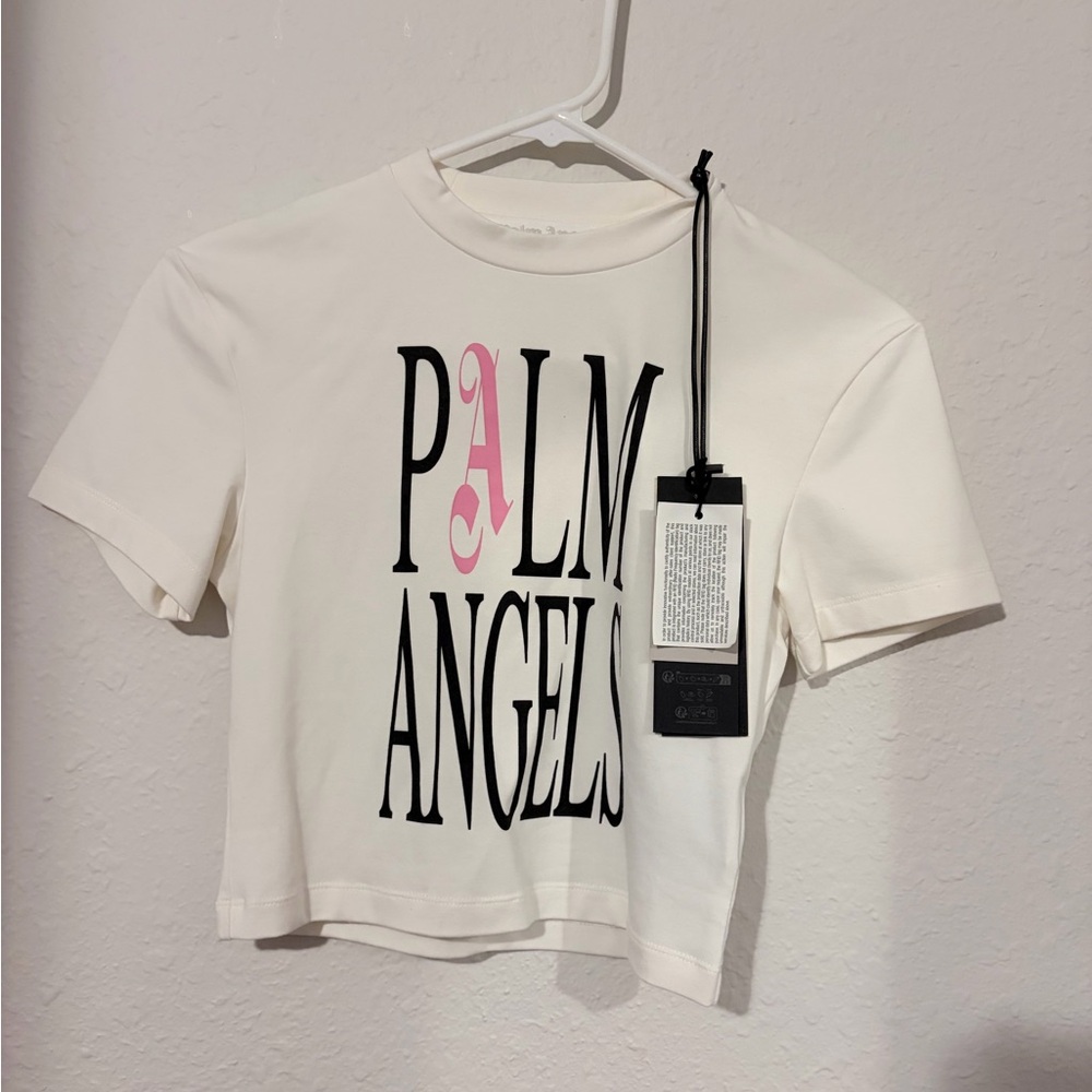 Palm Angels Cream V-Neck Top